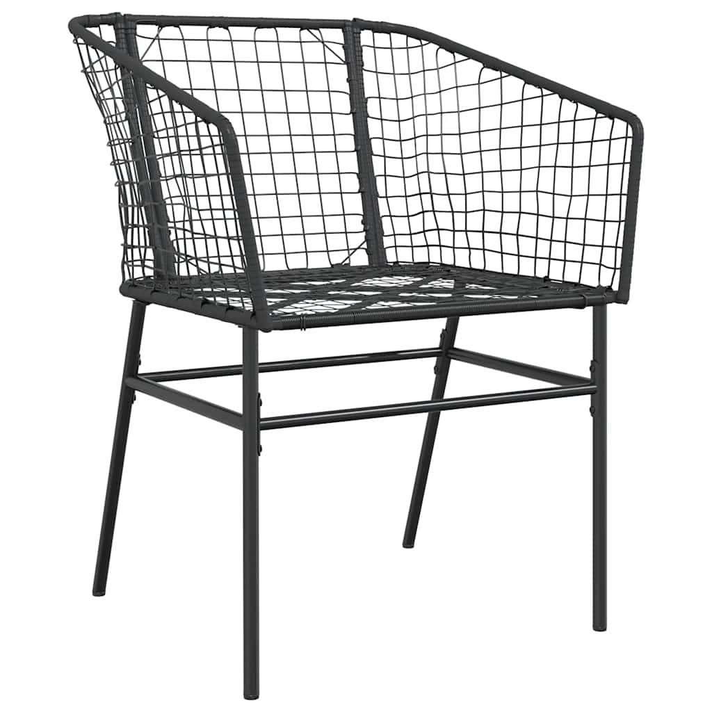3 Piece Garden Dining Set Black Poly Rattan Glass