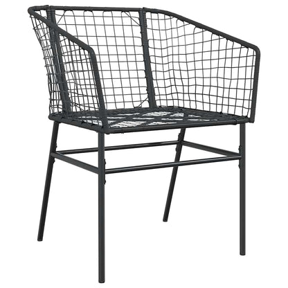 5 Piece Garden Dining Set Black Poly Rattan Glass