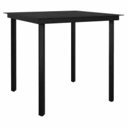 5 Piece Garden Dining Set Black Poly Rattan Glass
