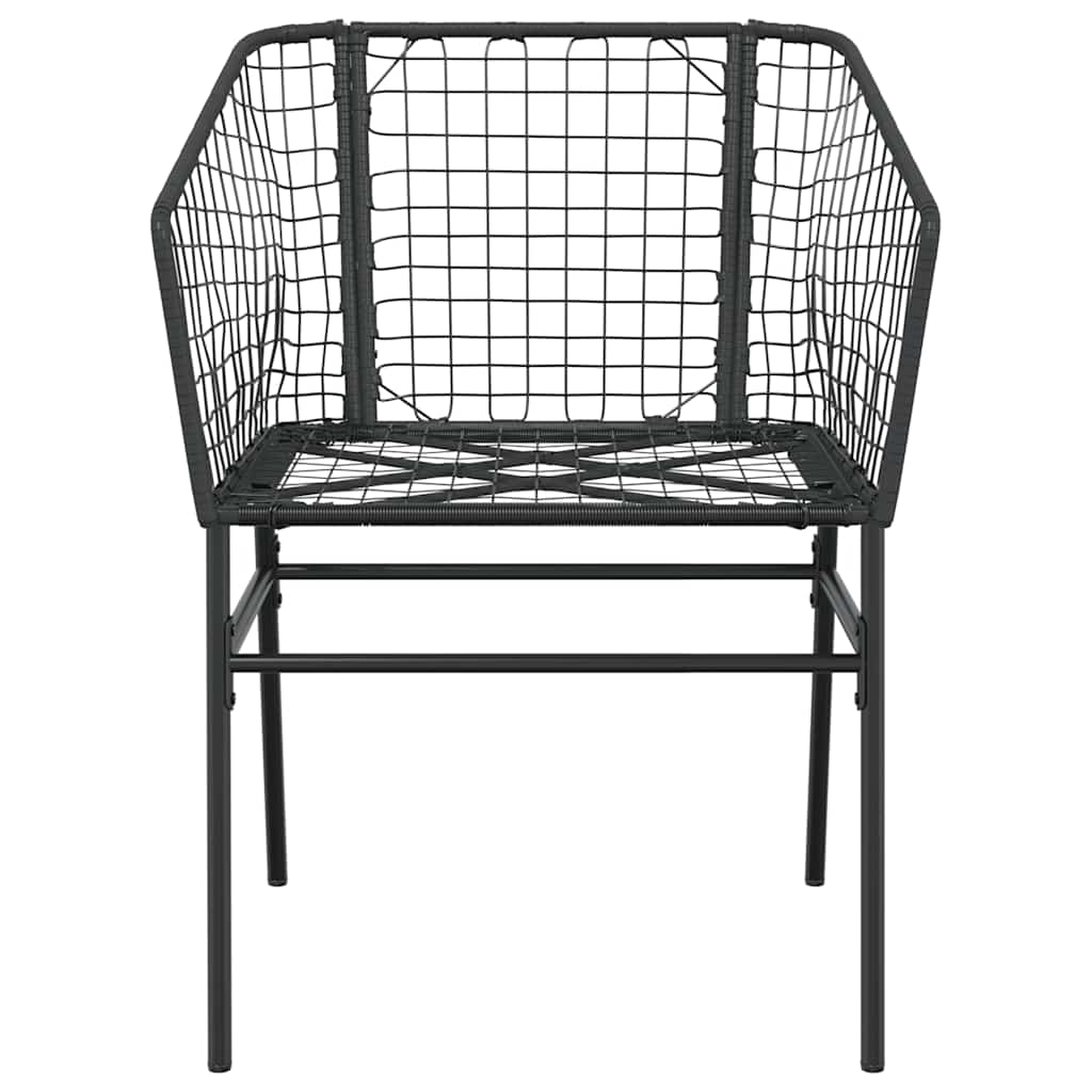 5 Piece Garden Dining Set Black Poly Rattan Glass