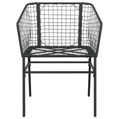 5 Piece Garden Dining Set Black Poly Rattan Glass