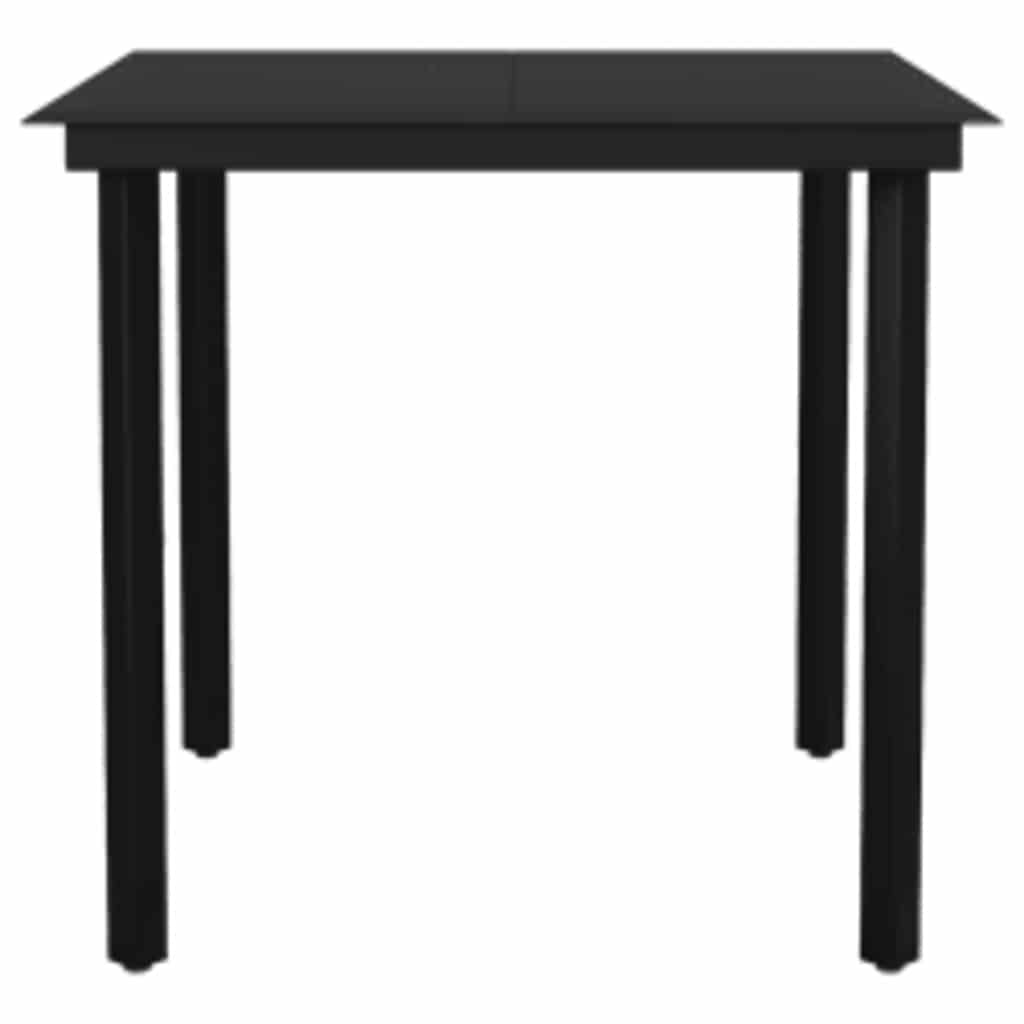 5 Piece Garden Dining Set Black Poly Rattan Glass
