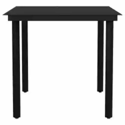 5 Piece Garden Dining Set Black Poly Rattan Glass