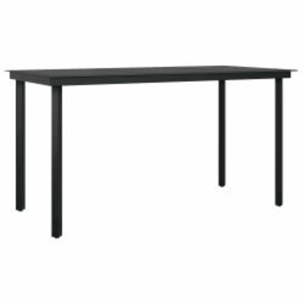 5 Piece Garden Dining Set Black Poly Rattan Glass