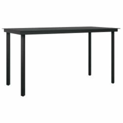 5 Piece Garden Dining Set Black Poly Rattan Glass