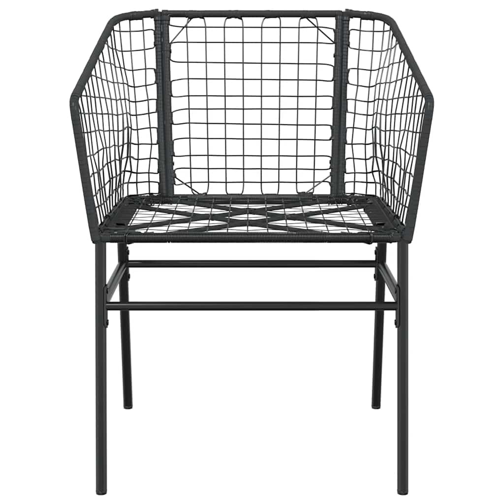 5 Piece Garden Dining Set Black Poly Rattan Glass