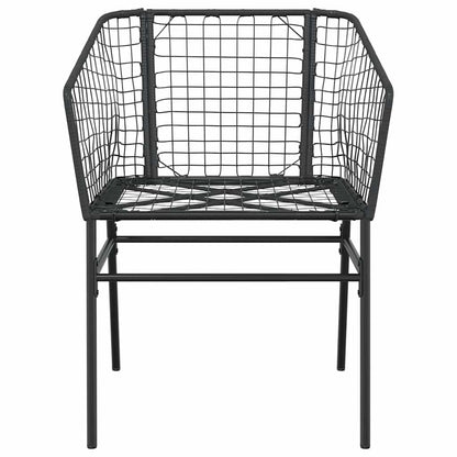 5 Piece Garden Dining Set Black Poly Rattan Glass