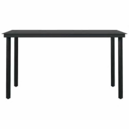 5 Piece Garden Dining Set Black Poly Rattan Glass