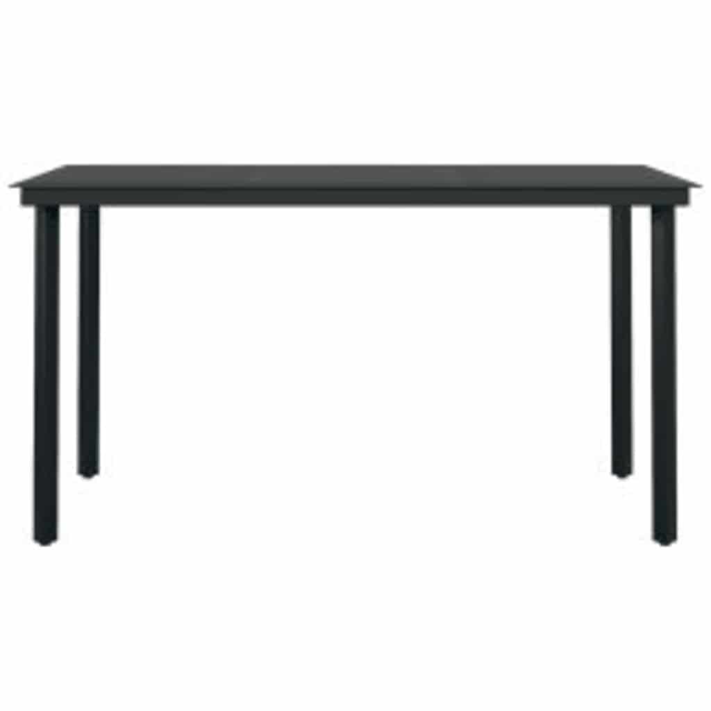 5 Piece Garden Dining Set Black Poly Rattan Glass