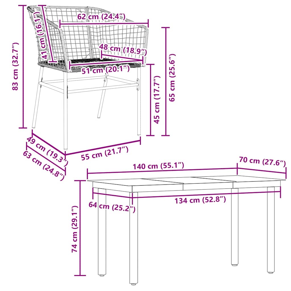 5 Piece Garden Dining Set Black Poly Rattan Glass