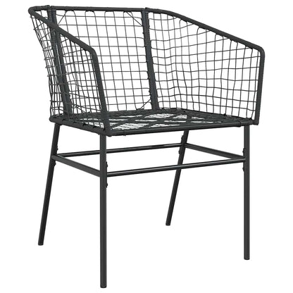 5 Piece Garden Dining Set Black Poly Rattan Glass