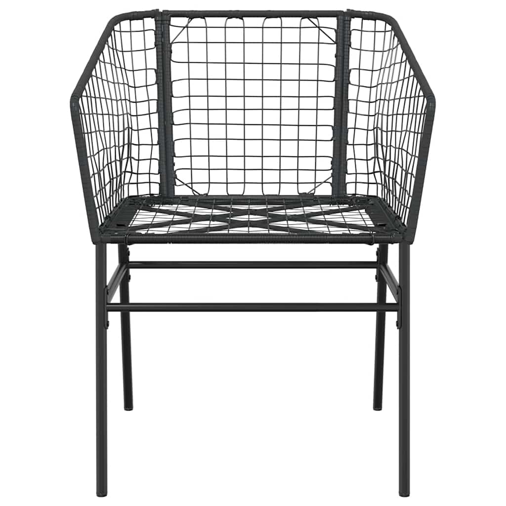5 Piece Garden Dining Set Black Poly Rattan Glass