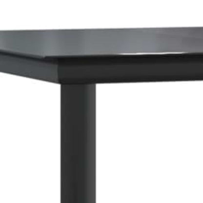 5 Piece Garden Dining Set Black Poly Rattan Glass