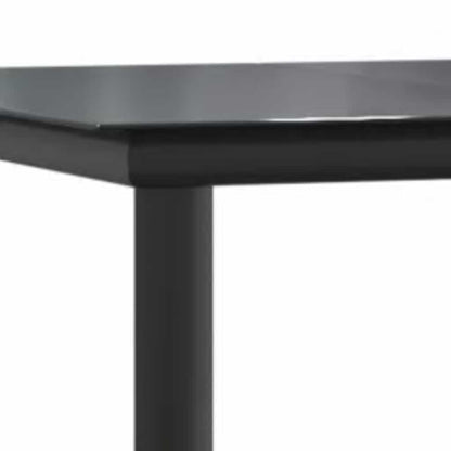 5 Piece Garden Dining Set Black Poly Rattan Glass