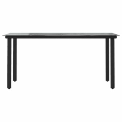 7 Piece Garden Dining Set Black Poly Rattan Glass