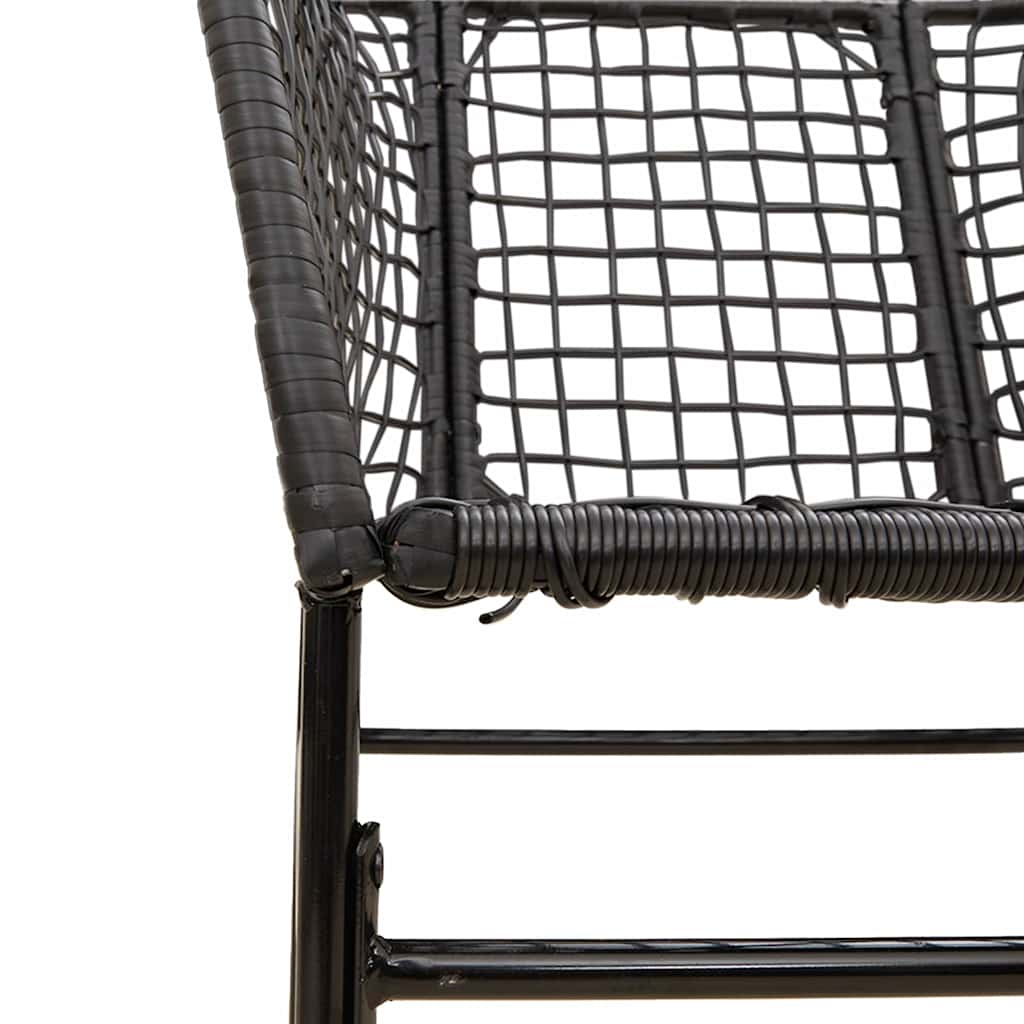 7 Piece Garden Dining Set Black Poly Rattan Glass