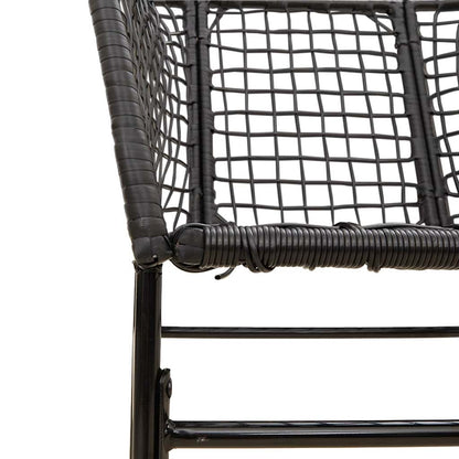 7 Piece Garden Dining Set Black Poly Rattan Glass