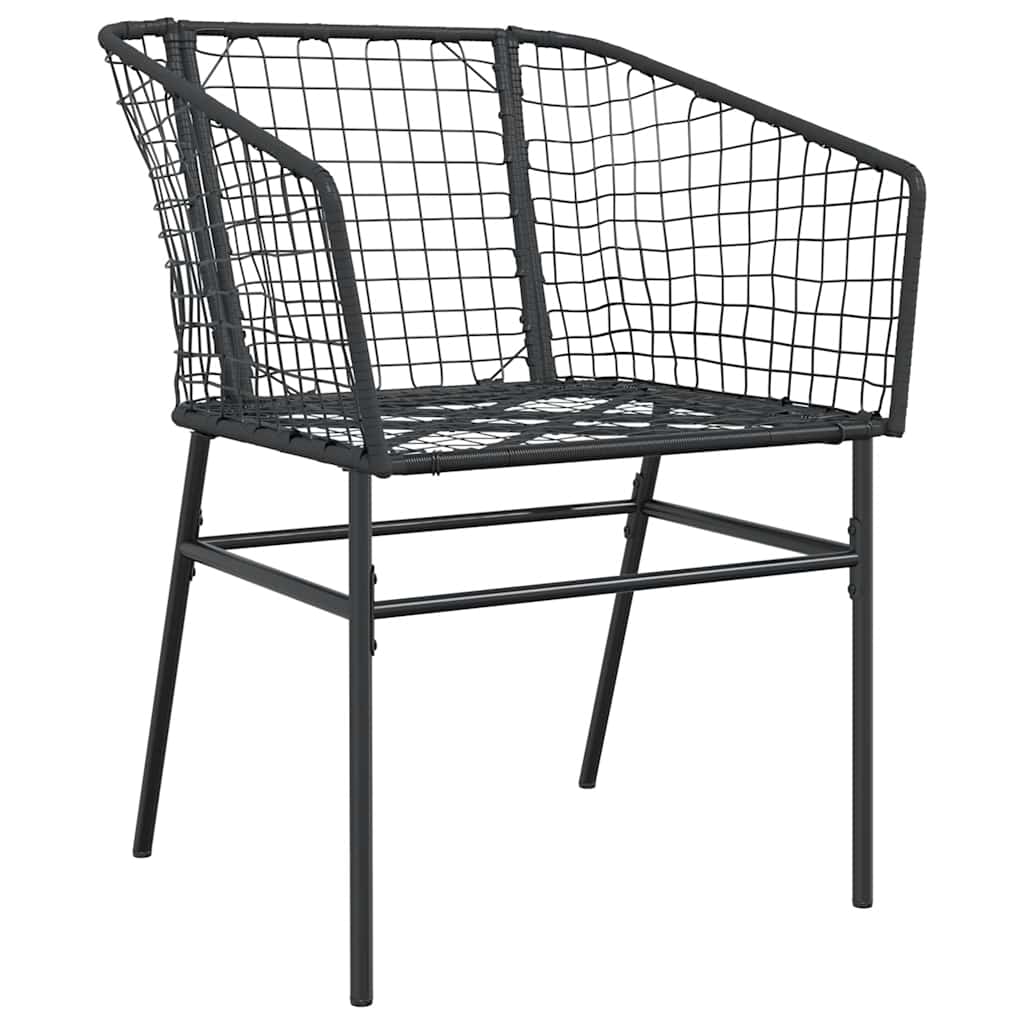 7 Piece Garden Dining Set Black Poly Rattan Glass