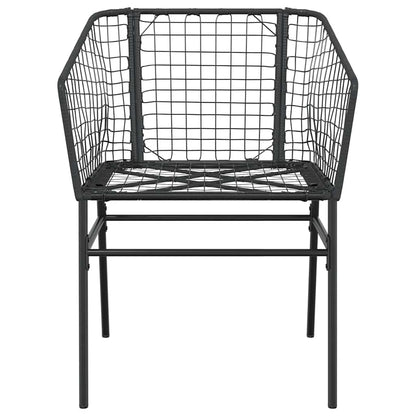 7 Piece Garden Dining Set Black Poly Rattan Glass