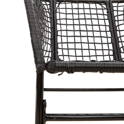 7 Piece Garden Dining Set Black Poly Rattan Glass