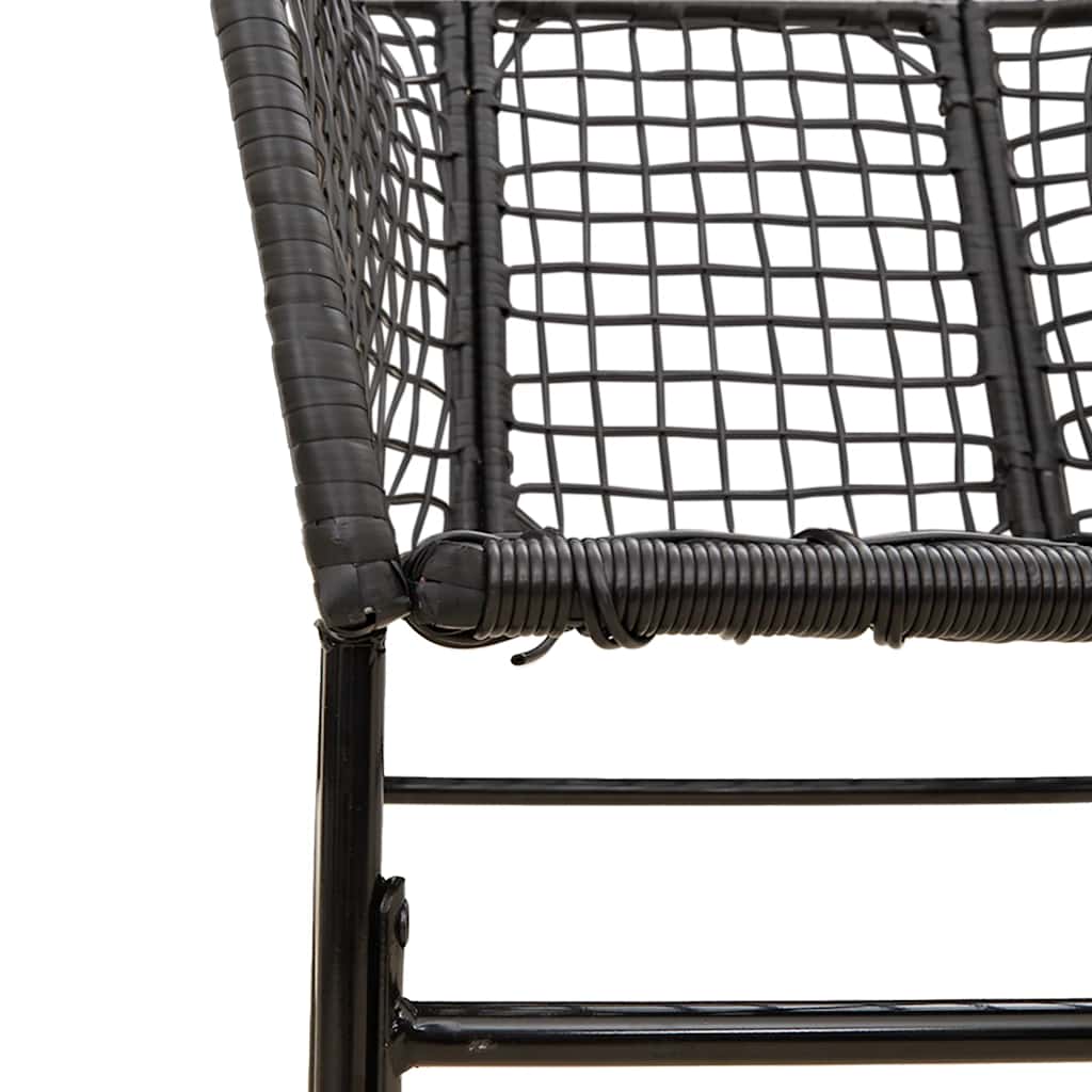 7 Piece Garden Dining Set Black Poly Rattan Glass