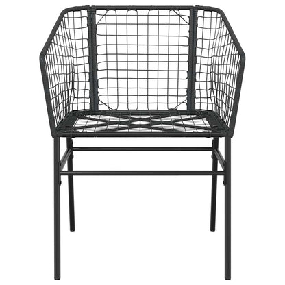 9 Piece Garden Dining Set Black Poly Rattan Glass