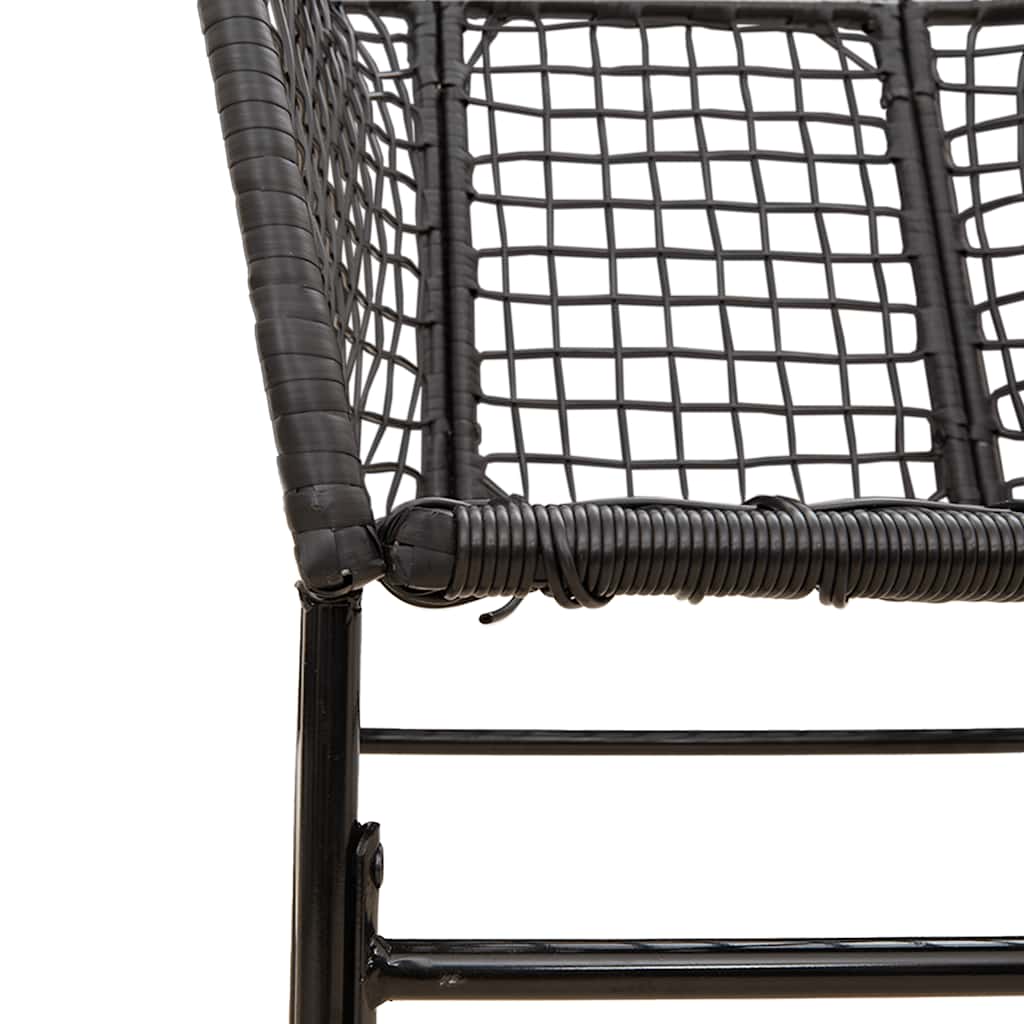 9 Piece Garden Dining Set Black Poly Rattan Glass