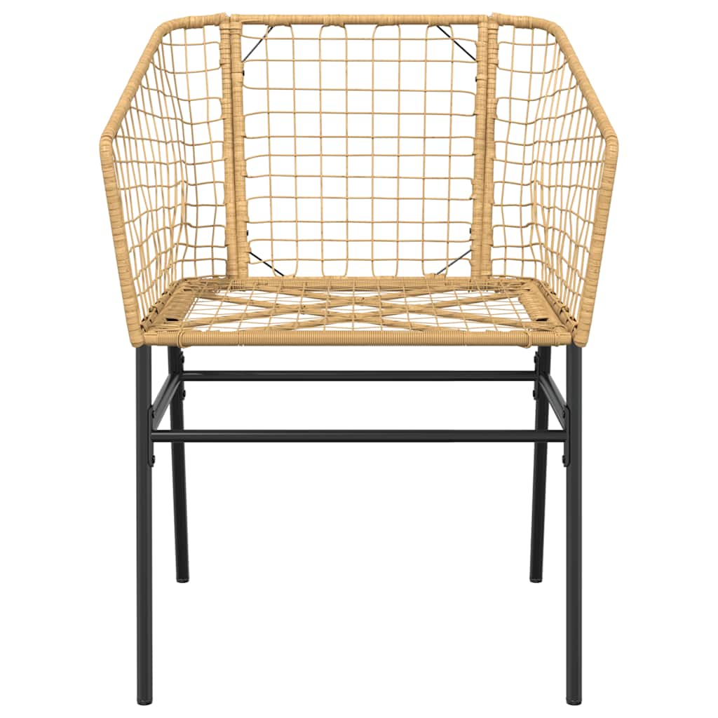 3 Piece Garden Dining Set Brown Poly Rattan Glass
