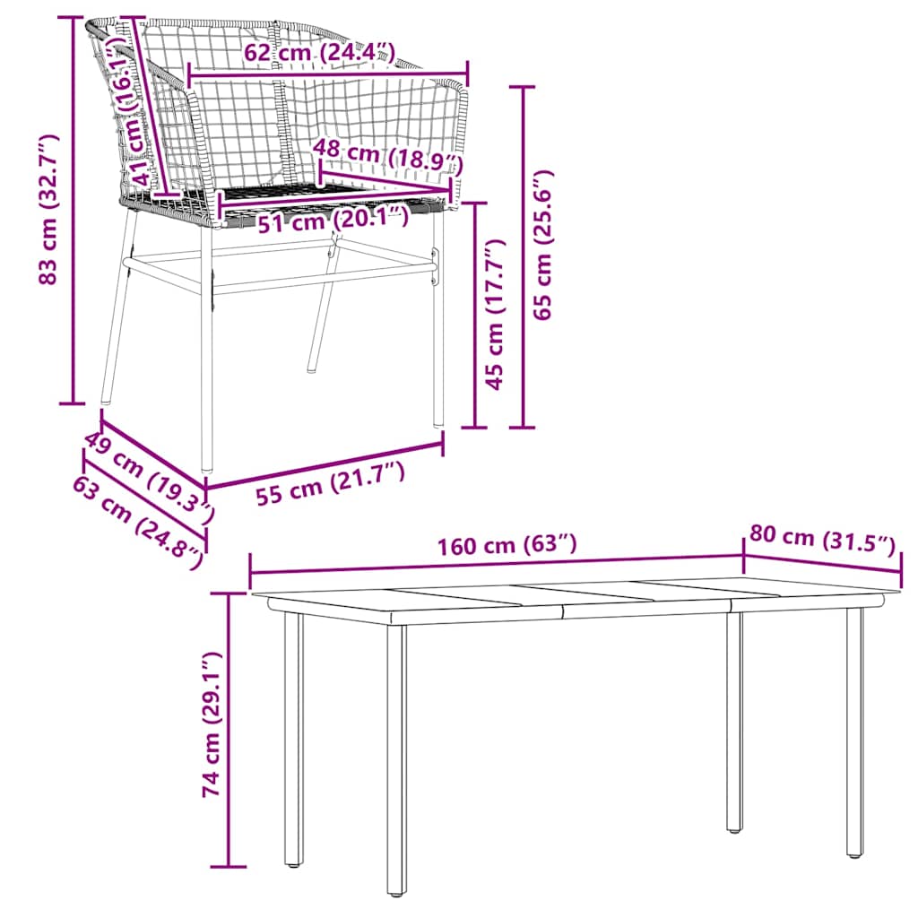 7 Piece Garden Dining Set Brown Poly Rattan Glass