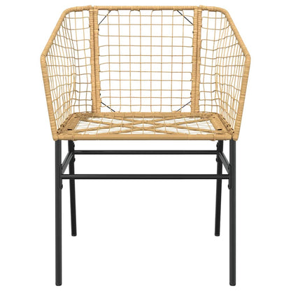 7 Piece Garden Dining Set Brown Poly Rattan Glass