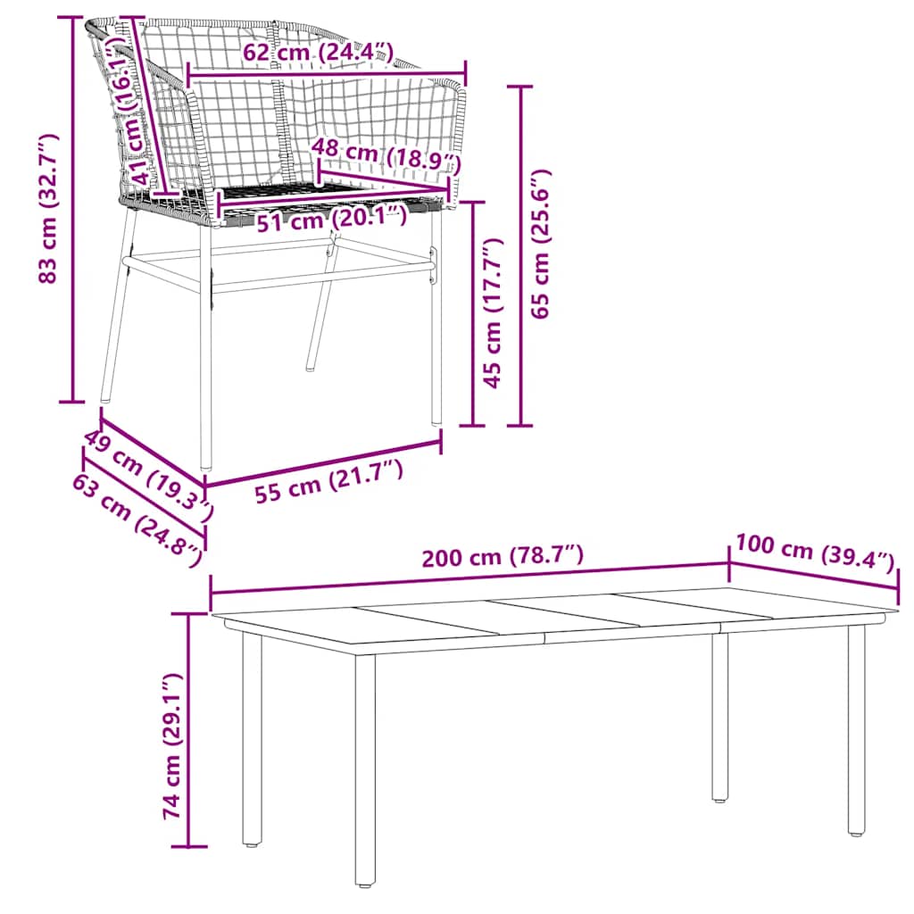 7 Piece Garden Dining Set Brown Poly Rattan Glass