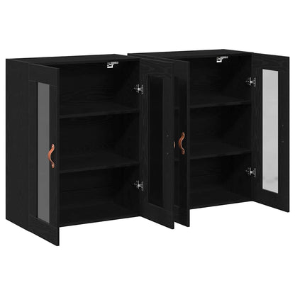 Wall Cabinets 2 pcs Black Oak 69.5 x 34 x 90 cm Engineered Wood