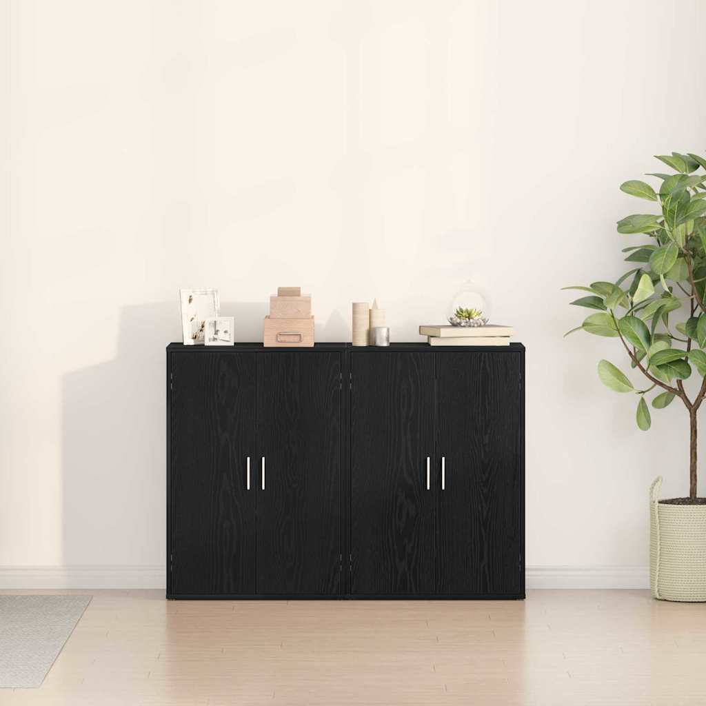 Sideboard 2 pcs Black Oak 60 x 31 x 84 cm Engineered Wood
