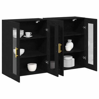 Wall Cabinets 2 pcs Black Oak 69.5 x 34 x 90 cm Engineered Wood