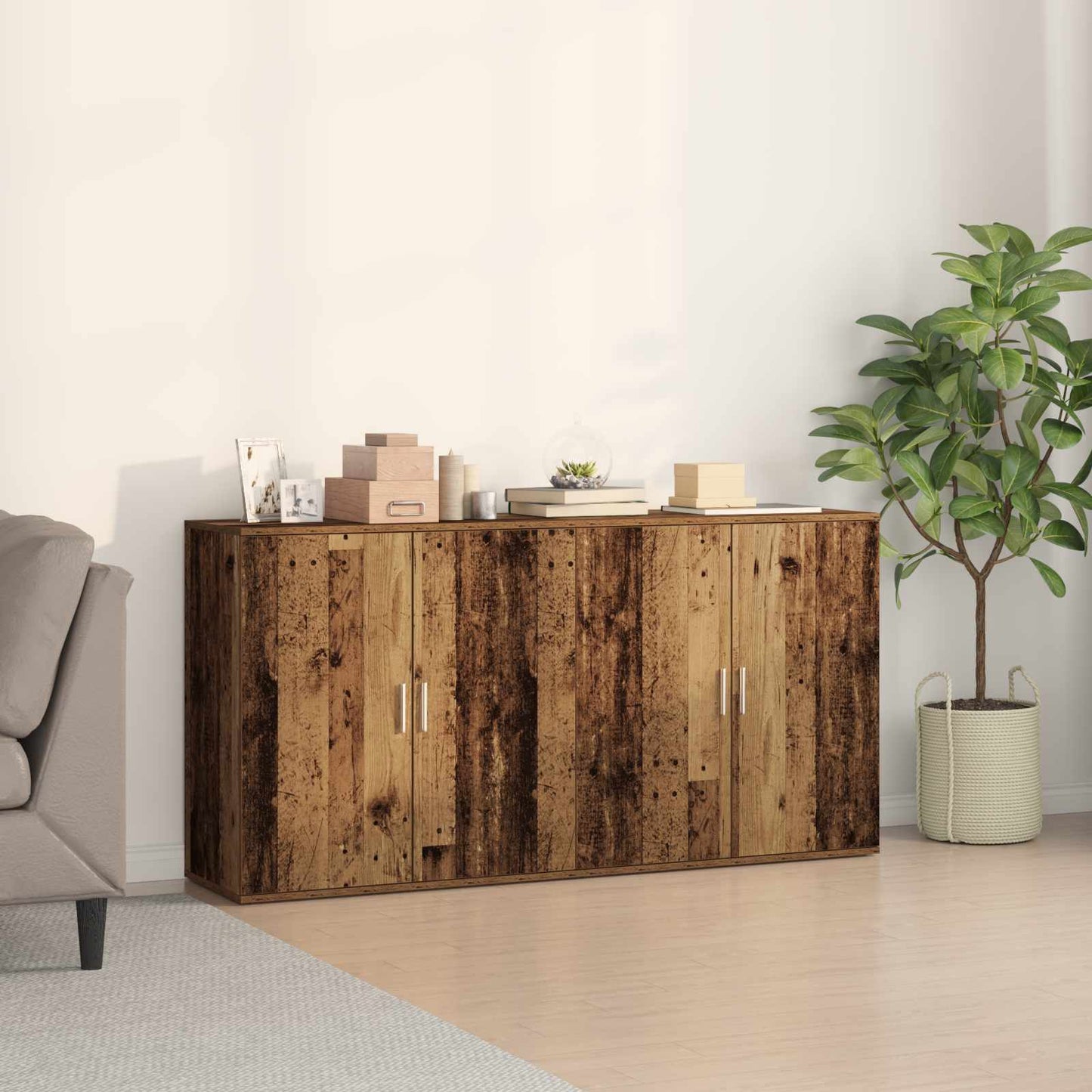 Sideboard 2 pcs Old Wood 79 x 38 x 80 cm Engineered Wood