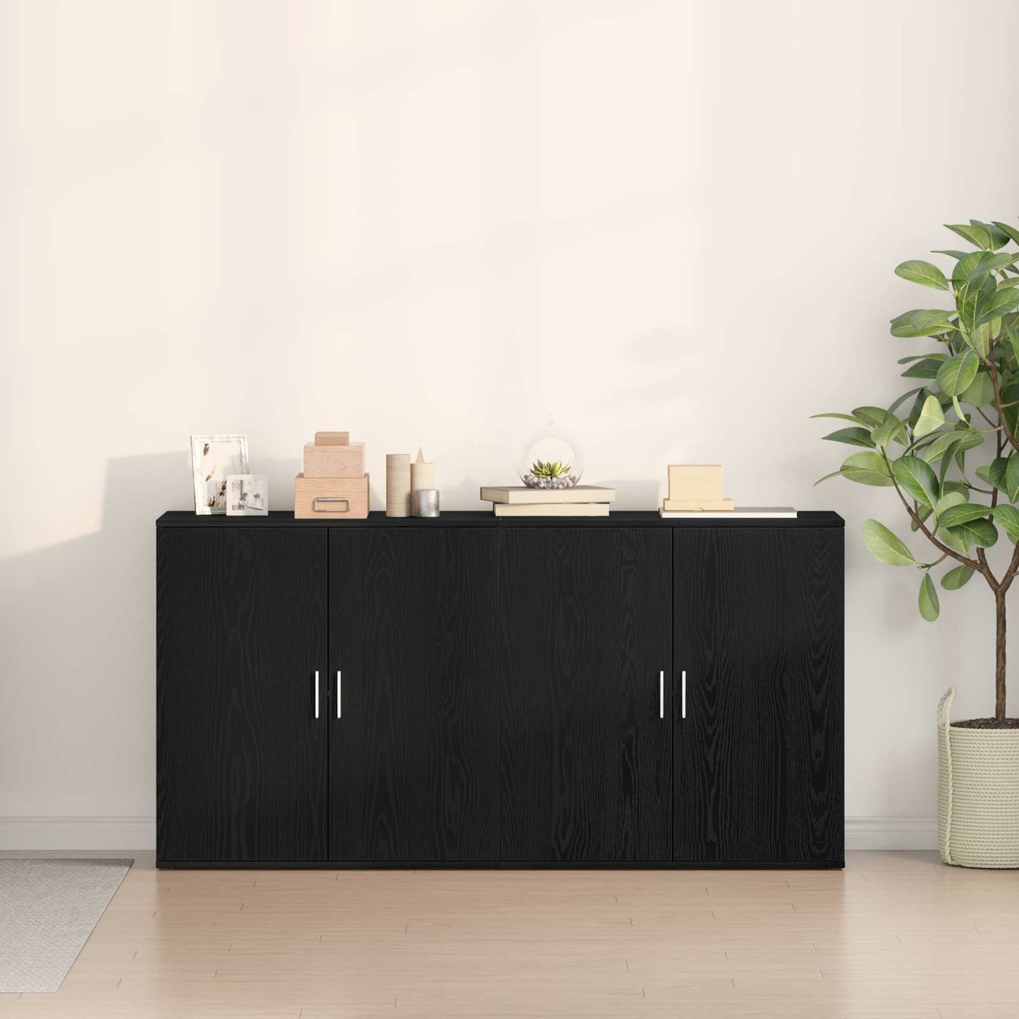 Sideboard 2 pcs Black Oak 79 x 38 x 80 cm Engineered Wood