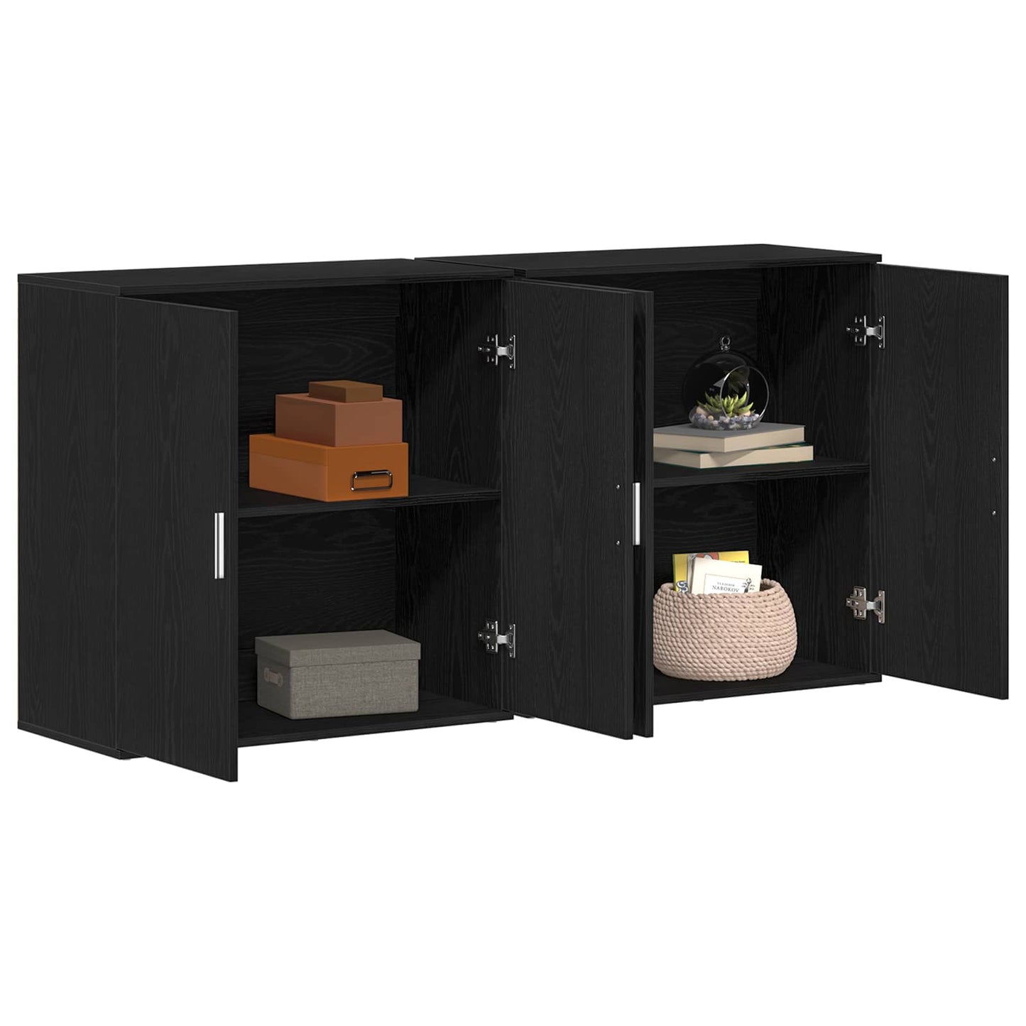 Sideboard 2 pcs Black Oak 79 x 38 x 80 cm Engineered Wood