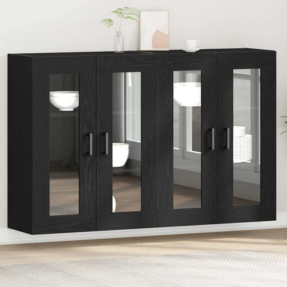 Wall Cabinets 2 pcs Black Oak 69.5 x 34 x 90 cm Engineered Wood
