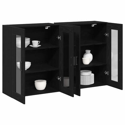 Wall Cabinets 2 pcs Black Oak 69.5 x 34 x 90 cm Engineered Wood