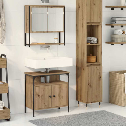 Bathroom Furniture Set with Shelf 2 pcs Brown Engineered wood