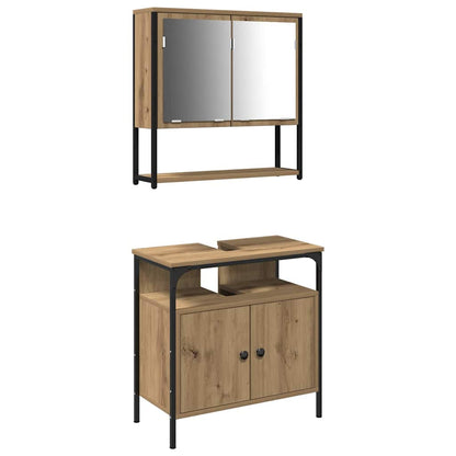 Bathroom Furniture Set with Shelf 2 pcs Brown Engineered wood