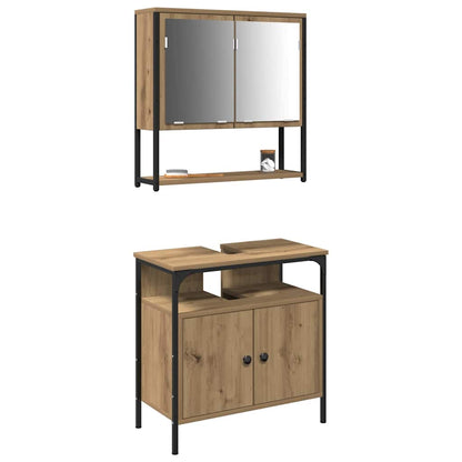 Bathroom Furniture Set with Shelf 2 pcs Brown Engineered wood