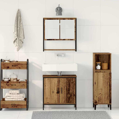 Bathroom Furniture Set with Shelf 2 pcs Brown Engineered wood