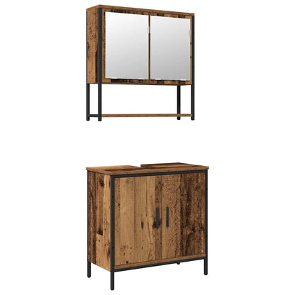 Bathroom Furniture Set with Shelf 2 pcs Brown Engineered wood