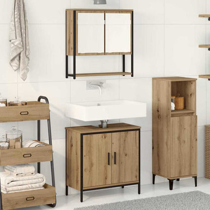 Bathroom Furniture Set with Shelf 2 pcs Brown Engineered wood