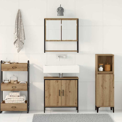 Bathroom Furniture Set with Shelf 2 pcs Brown Engineered wood