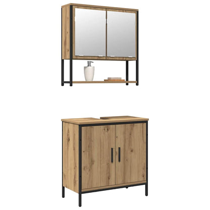 Bathroom Furniture Set with Shelf 2 pcs Brown Engineered wood