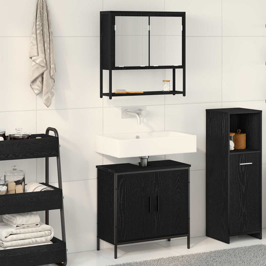 Bathroom Furniture Set 2 pcs Black Engineered wood
