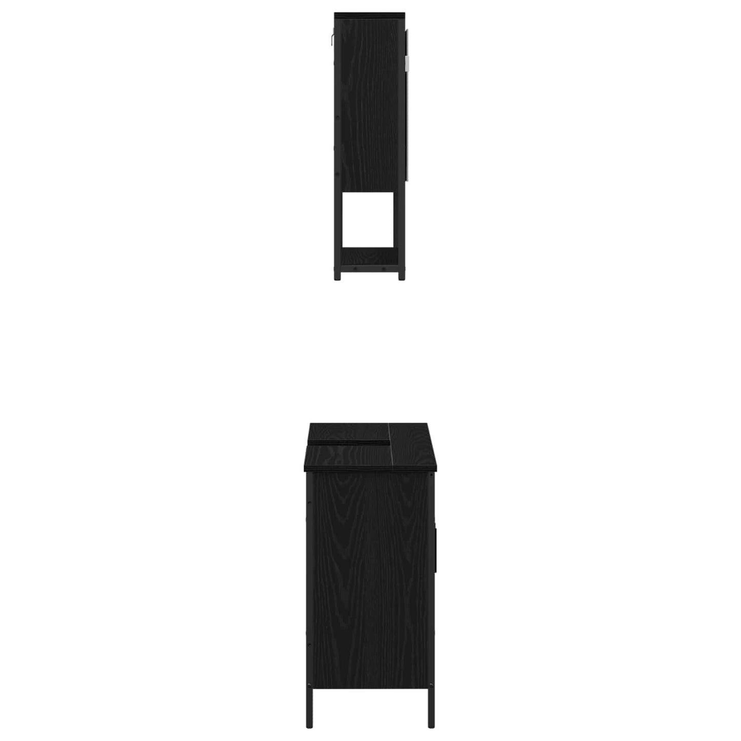 Bathroom Furniture Set with Shelf 2 pcs Black Engineered wood