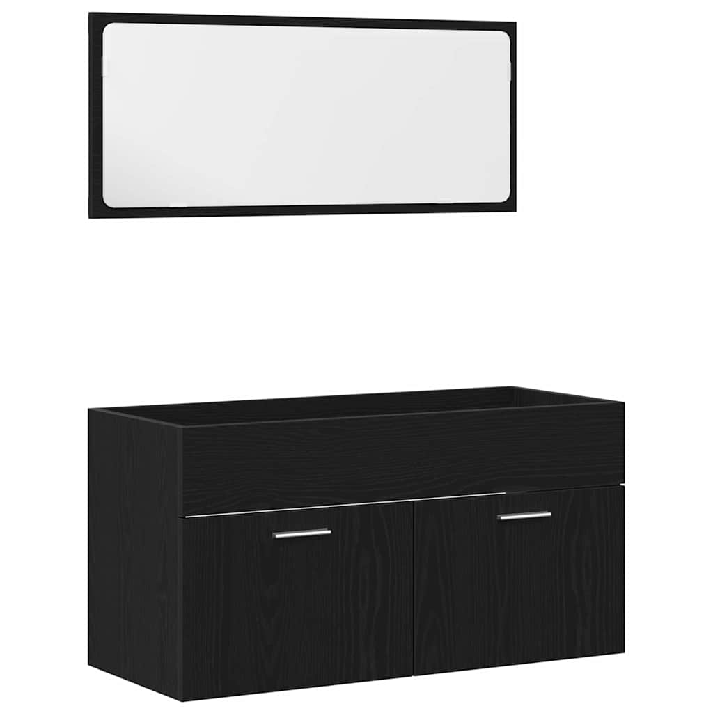Bathroom Furniture Set 4 pcs Black Oak Engineered Wood
